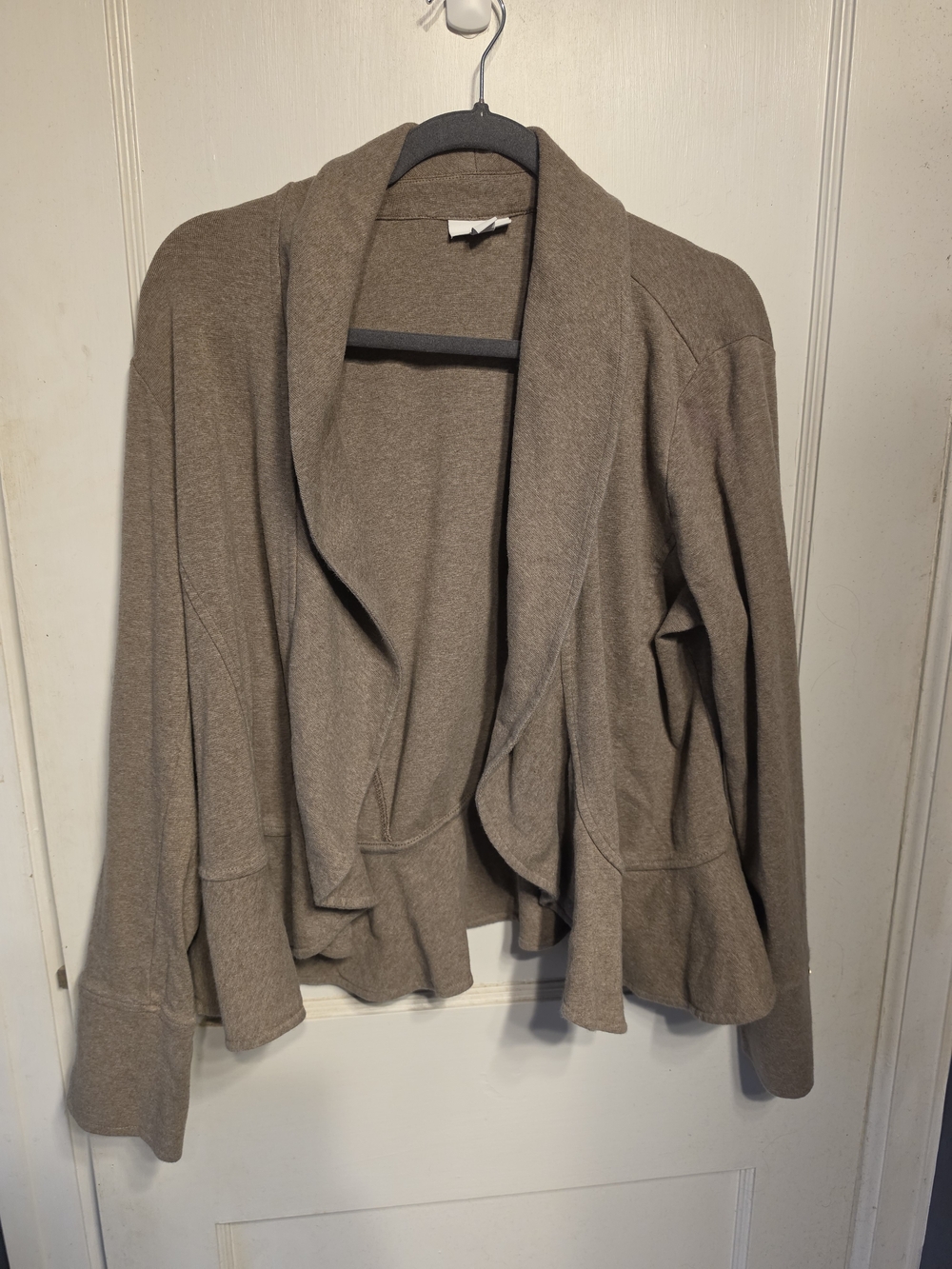 J. Jill Taupe Draped Open-Front Cardigan